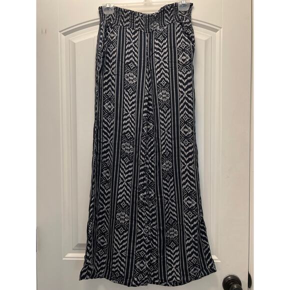 Billabong Pants - Billabong Women’s Aztec Print Pull On Casual Wide Leg Pants Size M Black White